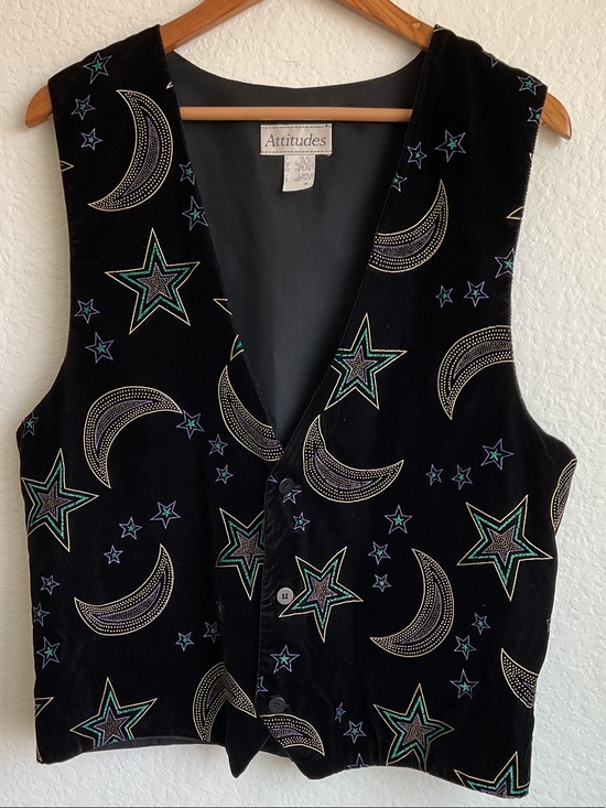 Attitudes Jackets & Blazers - ATTITUDES "90s velvet vest" "celestial moon stars" and "whimsigoth witchy boho”